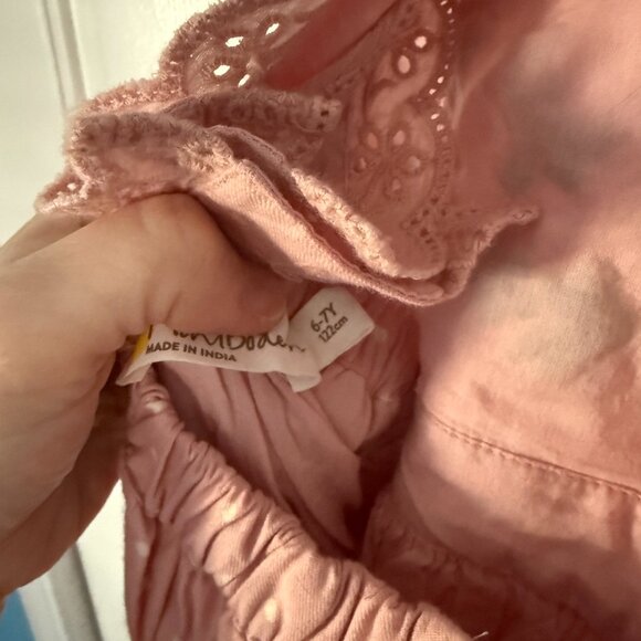 NWOT Mini Boden • Girls Embroidered Pinafore Dress Pink 6-7 - Picture 4 of 4